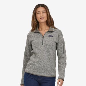 Patagonia Women’s Better Sweater 1/4 Zip Fleece Sz M EUC in Birch White (Grey)